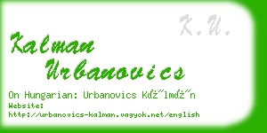 kalman urbanovics business card